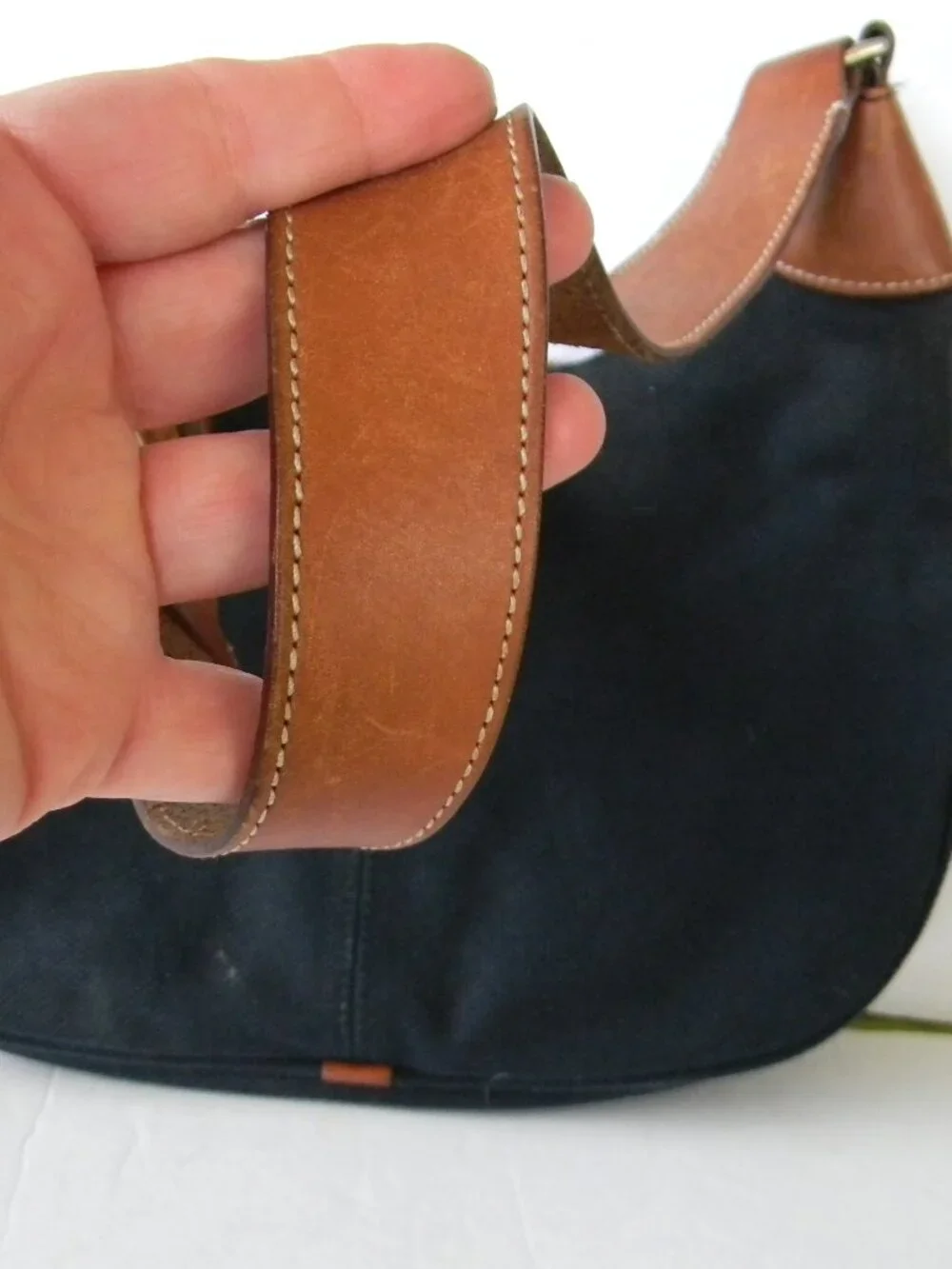 Vintage Dooney & Bourke Black Canvas/Leather Hobo Shoulder Bag Gold Hardware